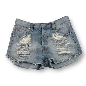 Minkpink Buttonfly Distressed Jean Shorts Size Large